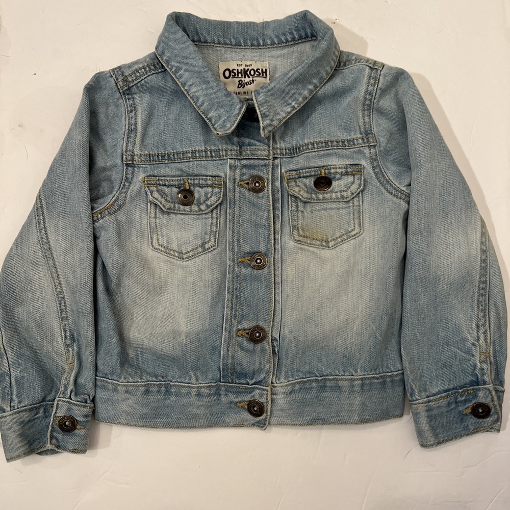 OSH KOSH Girl's Light Wash Denim Button Up‎ Jacket Size 5